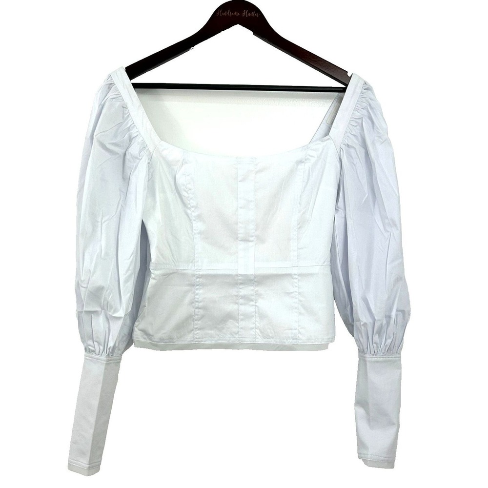New Choosy Priscilla Women White Top XS Puff Sleeve Medieval Festival Romantic - Picture 2 of 11